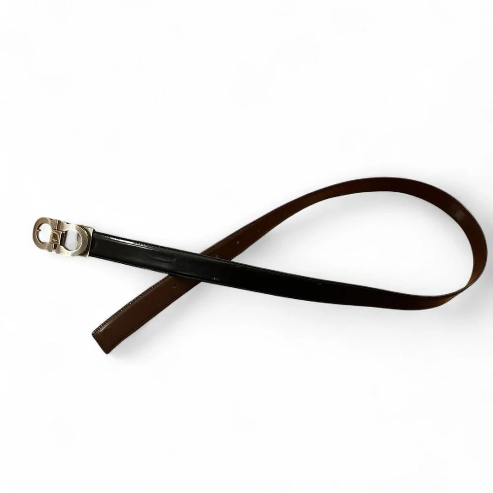 Salvatore Ferragamo Vintage Men’s belt reversible black brown leather buckle